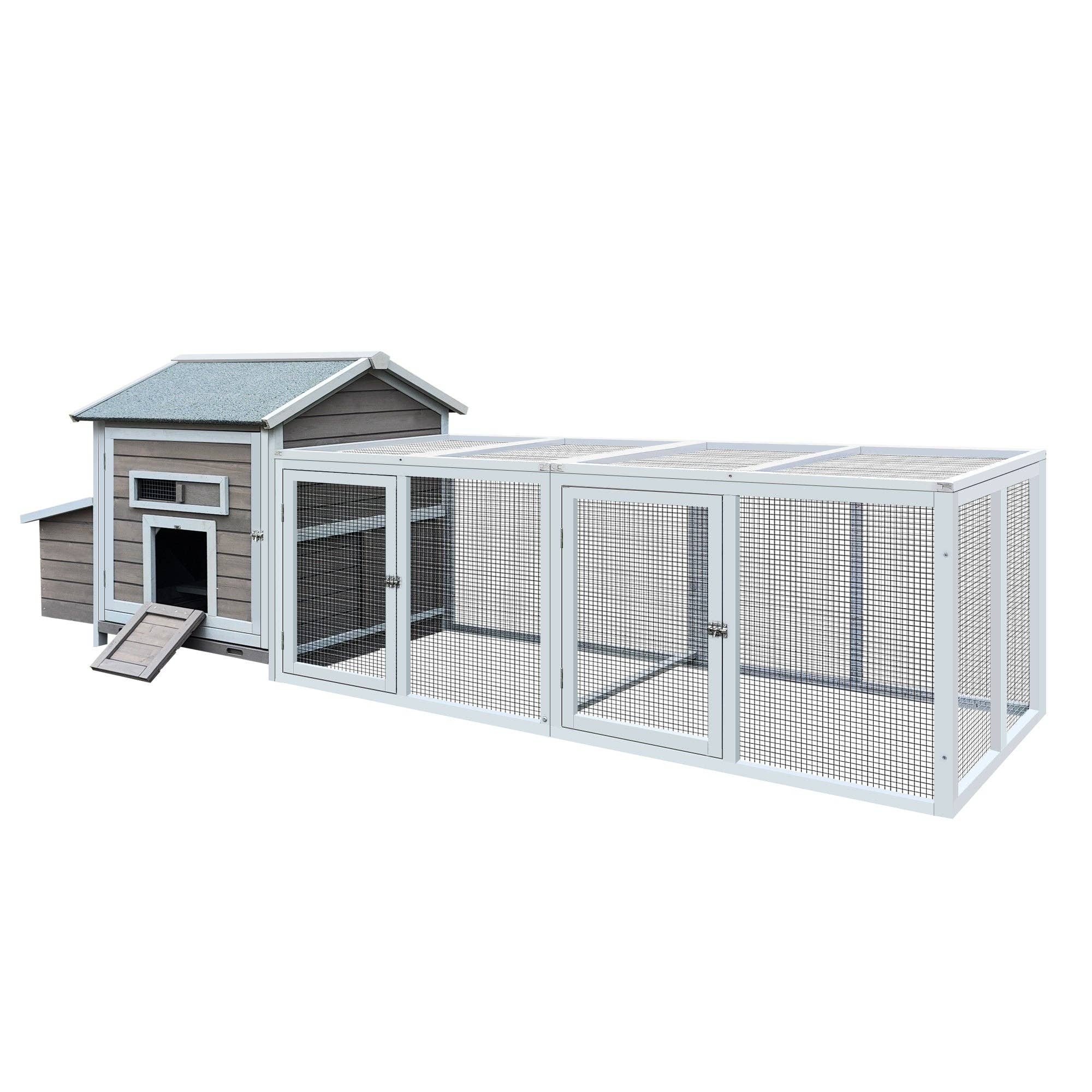 39F Inc. - Wholesale Outdoor Ornament/Decor - 118in Outdoor Wooden Chicken Coop with Nesting Box, Gray6