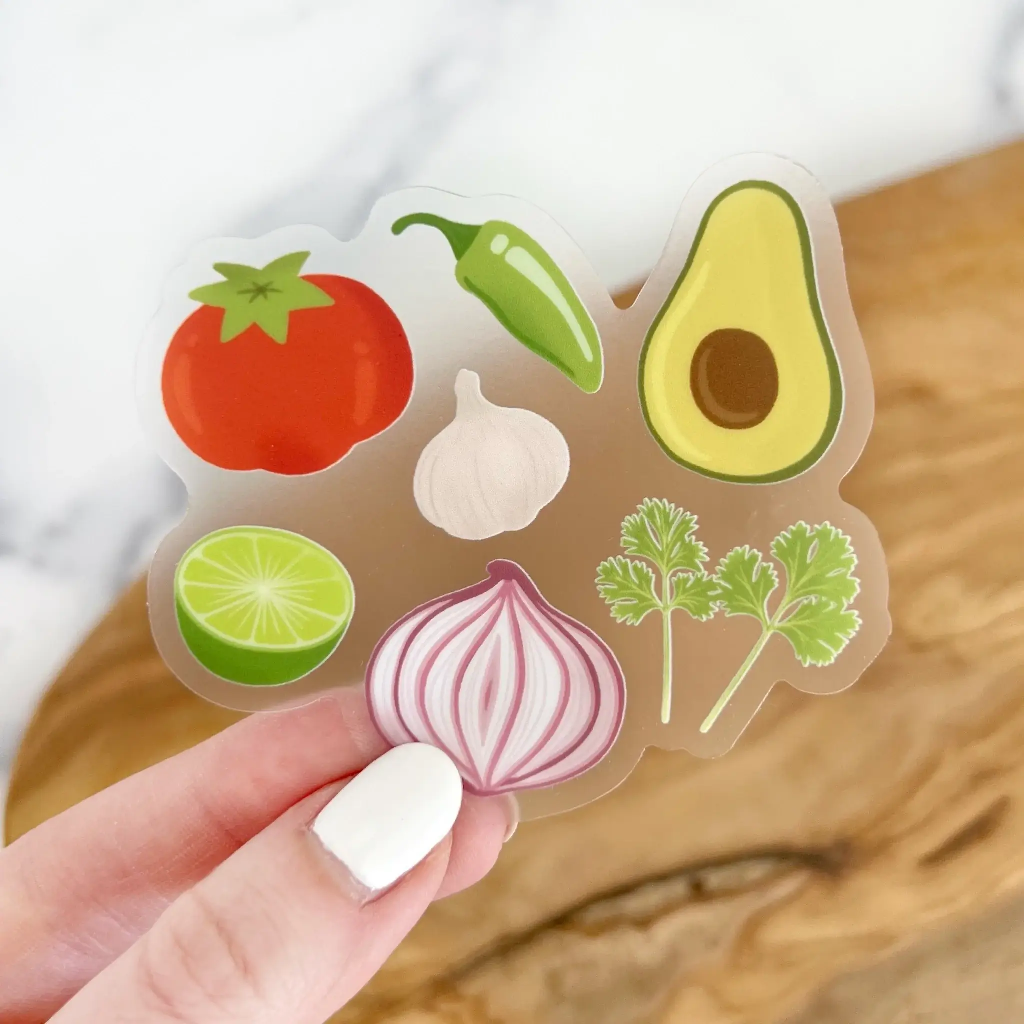 Elyse Breanne Design - Wholesale Sticker - Clear Guacamole Ingredient Sticker, 3x2.5in0