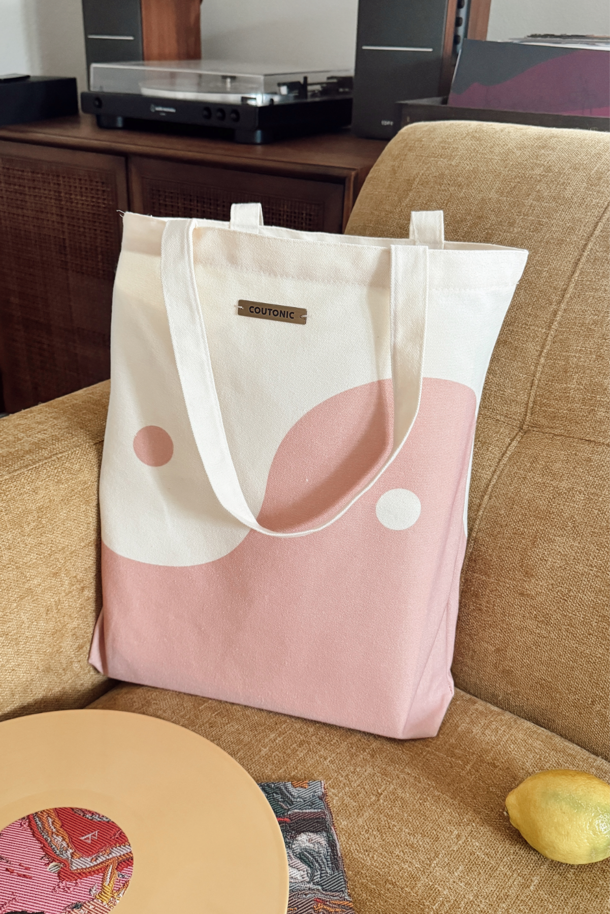 COUTONIC - Wholesale Tote Bag - Women's - Organic Cotton Seashell Pink Yin Yang Tote 2.06