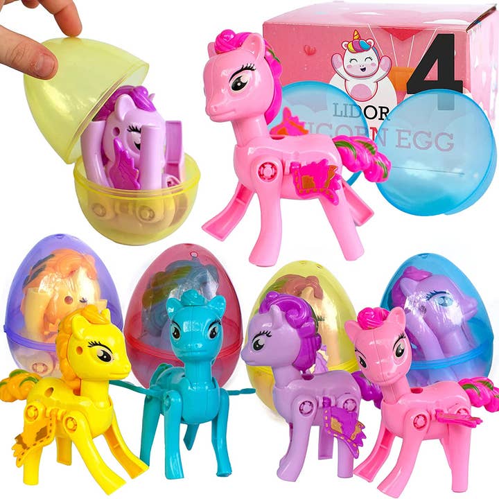 Lelaffet – Großhandel Spielzeugset – Kinder – Überraschungseier mit Spielzeug im Inneren des Osterstrumpfes Stuf Unicorn