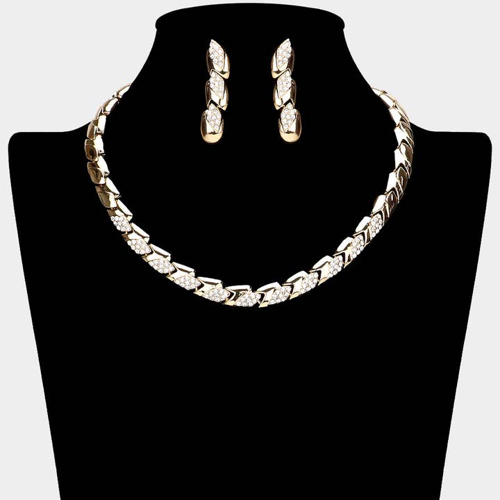 Sensibling Corp. - Wholesale Jewelry Set - Stone Paved Abstract Chunky Necklace