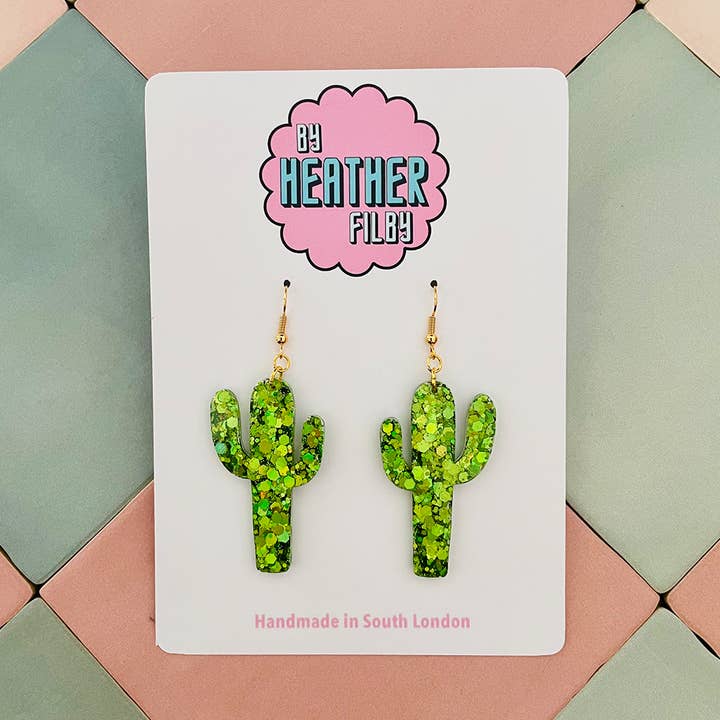 Orecchini Cactus Glitterati per la vendita all'ingrosso da parte di By Heather Filby