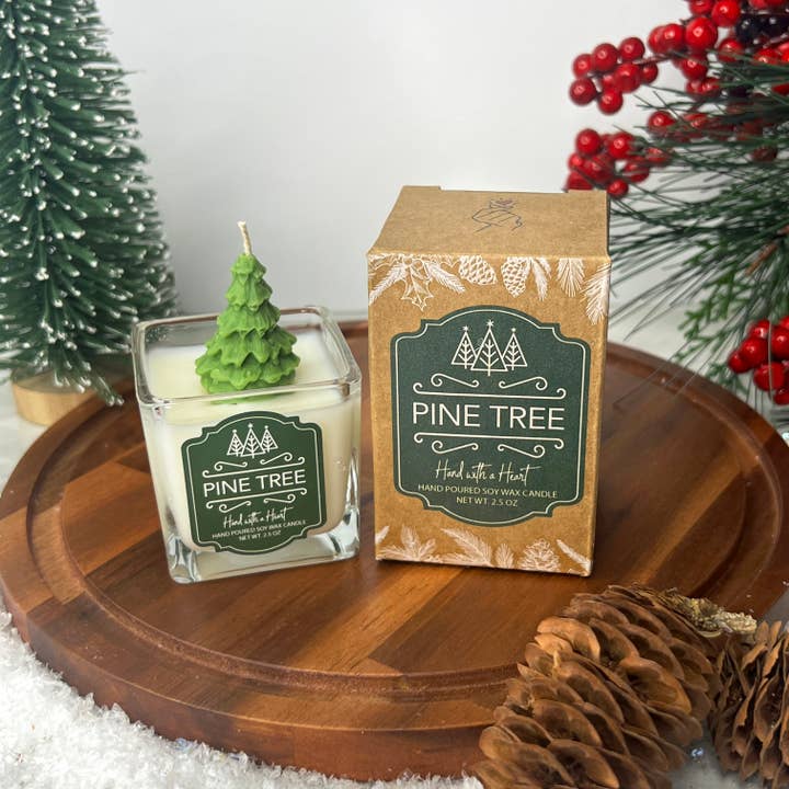 Christmas Pine Tree Holiday Candle for wholesale by Hand with a Heart