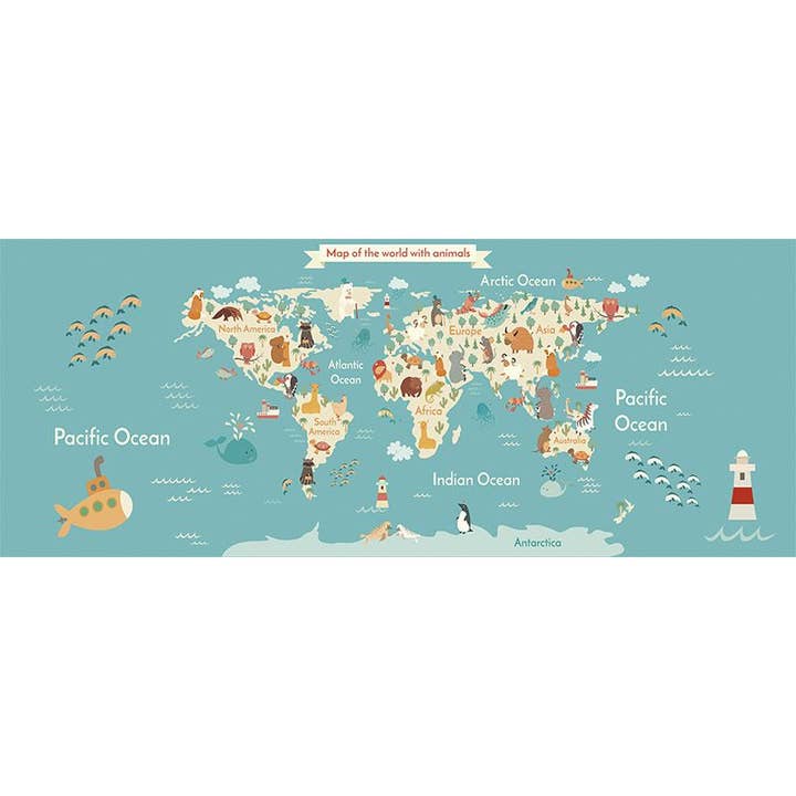 Vinyl vloerkleed voor kinderen Map Mundi Animals voor wholesale door Pinted