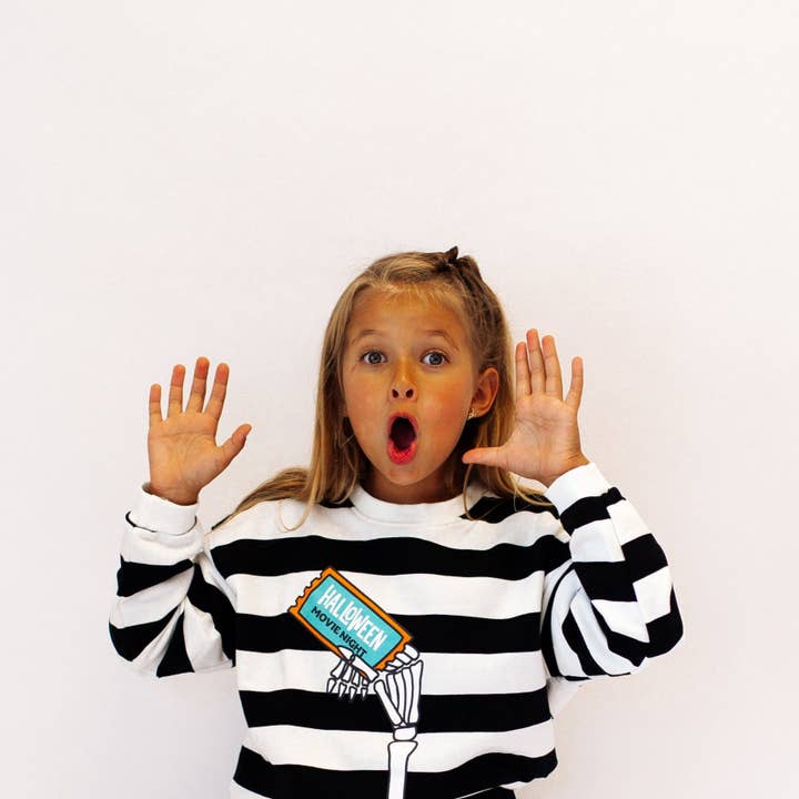 Minimalist Folk Co. – Großhandel Sweatshirt – Kinder – FILMABEND | STREIFEN | übergroßes Drop-Shoulder-Design | KINDER5