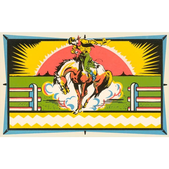 Grußkarte CB-209 Bockendes Bronco, Cowboy für den Großhandel von Found Image Press