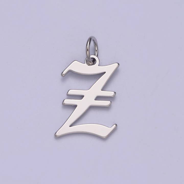 Aim Eternal - Wholesale Individual Charm/Pendant - Gothic Letter Charm, Alphabet Charm, Silver Letter Charm, 26 Letters Initial Charms Old English Letter Pendant A690~A70225