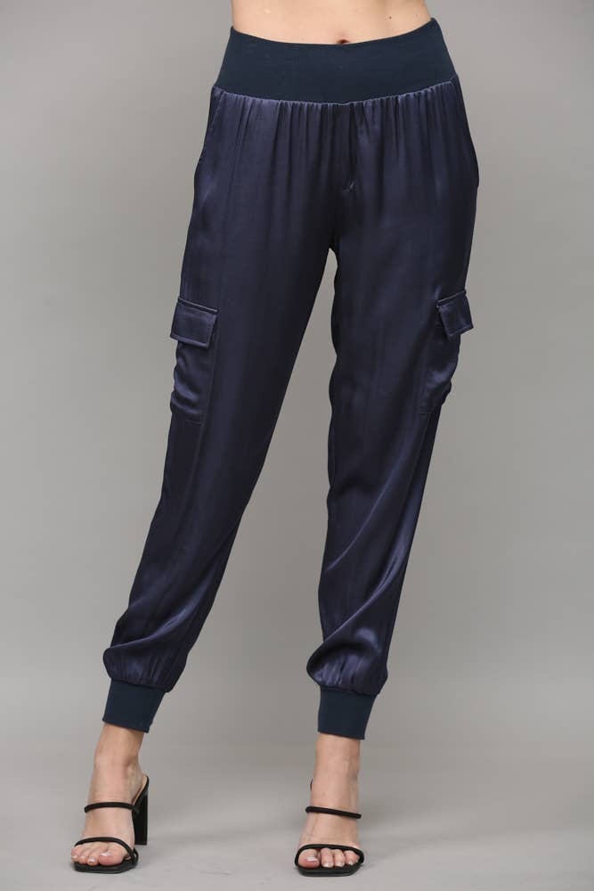FATE - Vente Pantalon – femme - Pantalon jogger cargo en satin FP3176