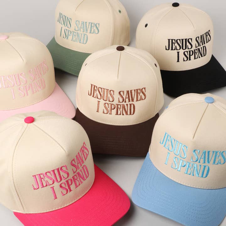 Fashion City - Wholesale Trucker Hat - Unisex - JESUS SAVES I SPEND Embroidery Trucker Hat
