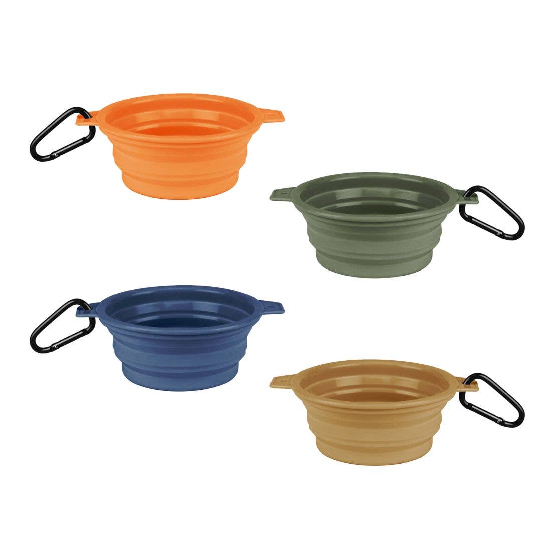 Tilley + Me - Wholesale Pet Bowl - Cat/Dog - Desert Tones Travel Collapsible Pet Bowl with Carabiner Clip3