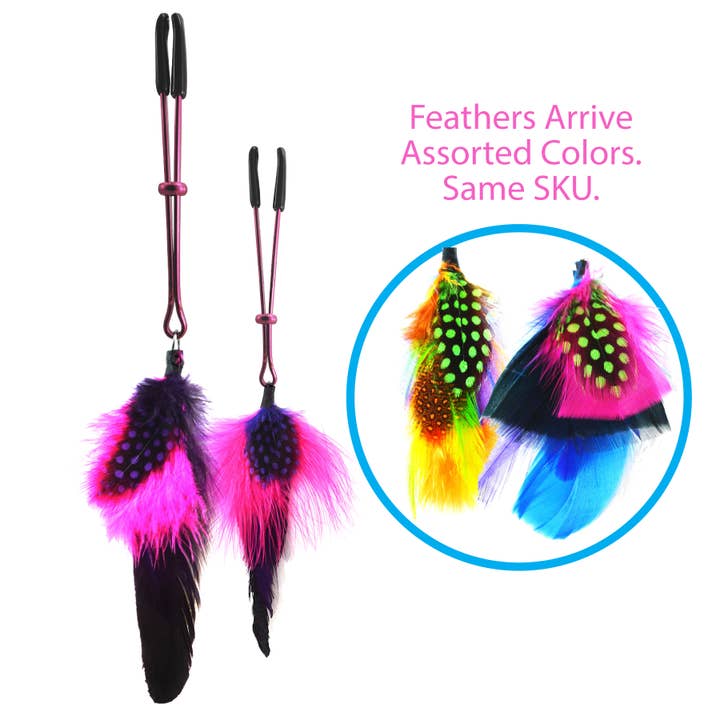 Pince à tétons - Pince à épiler Rose - Plumes de couleur pour la vente par Bijoux De Nip