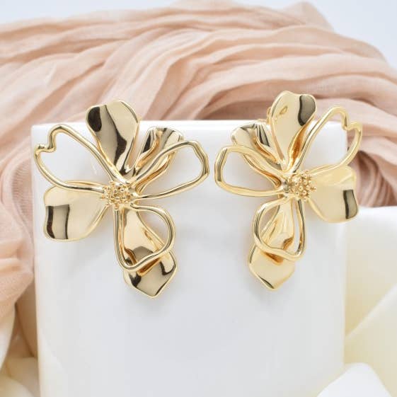 Kapyco - Wholesale Stud/Post Earrings - Stainless steel flower earrings - BO1004030