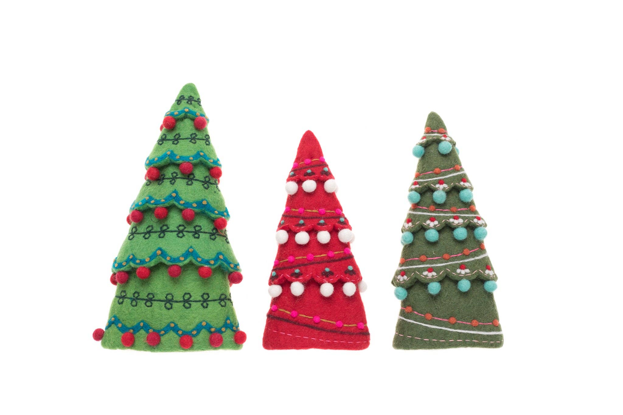 French Knot - Wholesale Christmas decoration - Sugar Plum Tree Set - Traditional Colors Set of 3