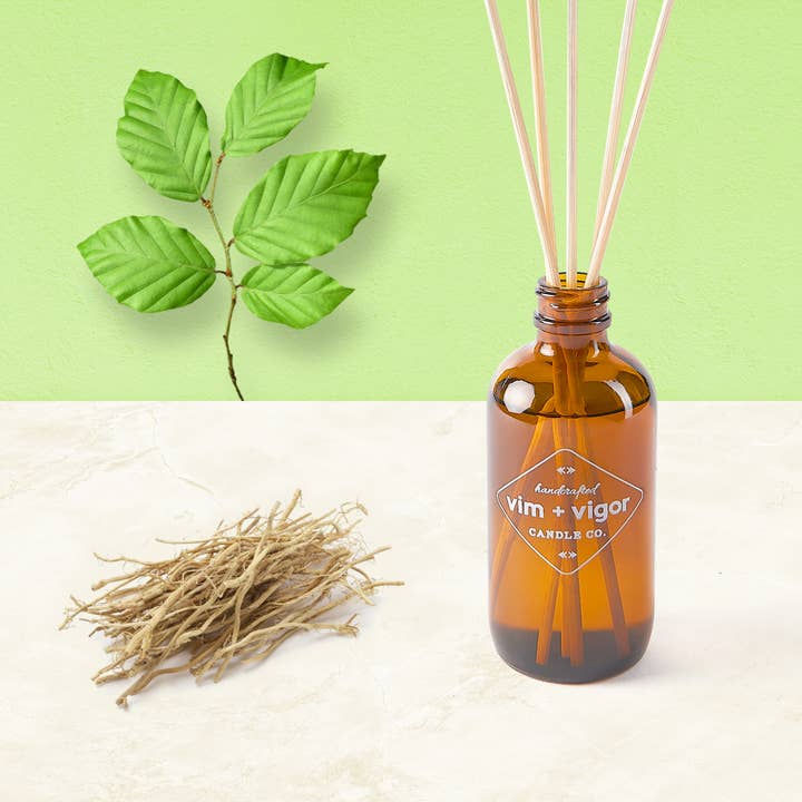 Beechwood + Vetiver Reed Diffuser for wholesale by Vim + Vigor Candle Co