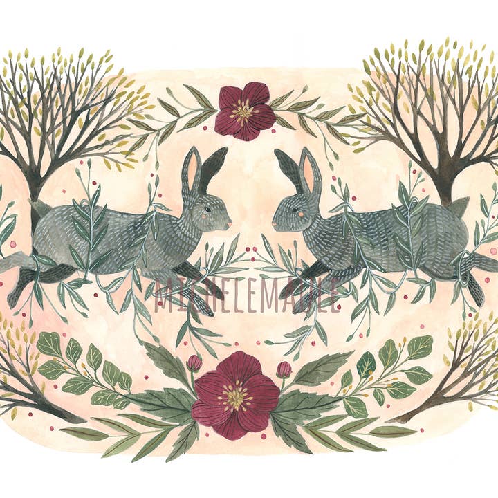 Impresión 8x10 - Dos conejos para venta al por mayor de michele maule