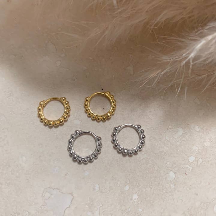 Little Nell Jewellery – wholesale Huggie earrings – Sterling Silver or Gold Plated Hinged Bubble Hoop Earrings
