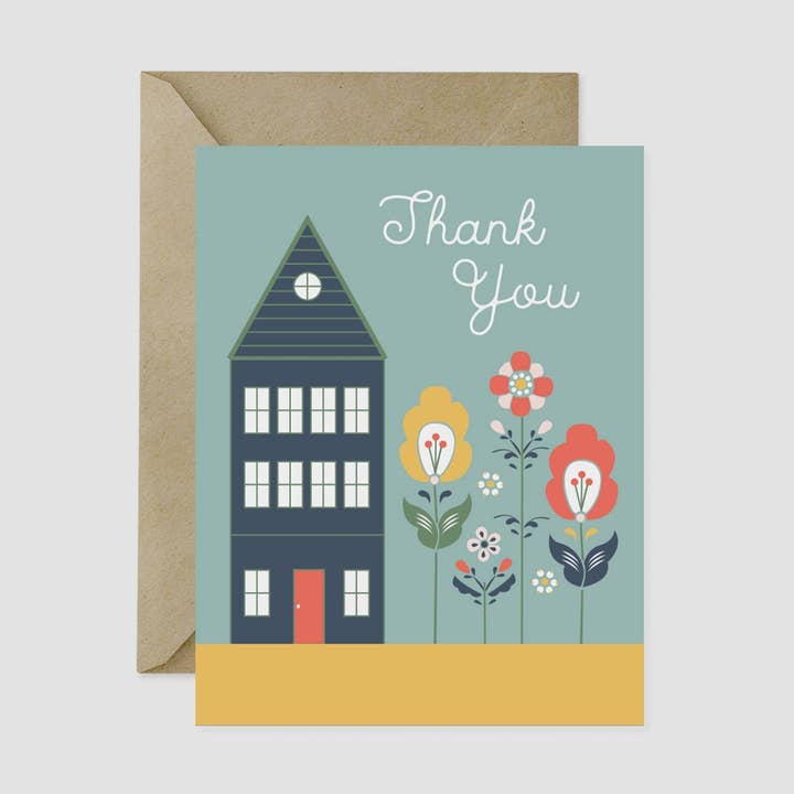 Folk Art Thank You Greeting Card for wholesale by Nordic Fox Design Co.