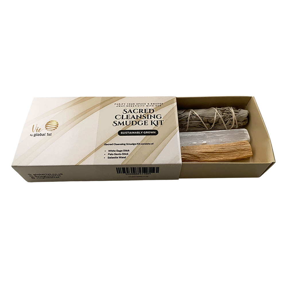 VIE – Großhandel Salbeibündel – Reinigungs-Räucherset mit Weißem Salbei, Palo Santo und Selenitstab1