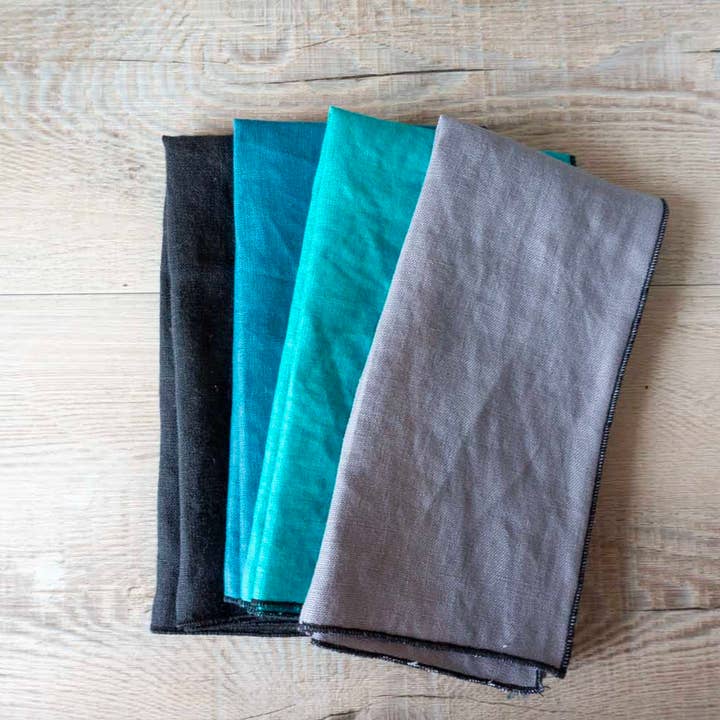 Curated 100% Linen Napkins - Peacock Mix for wholesale by West Coast Handmade