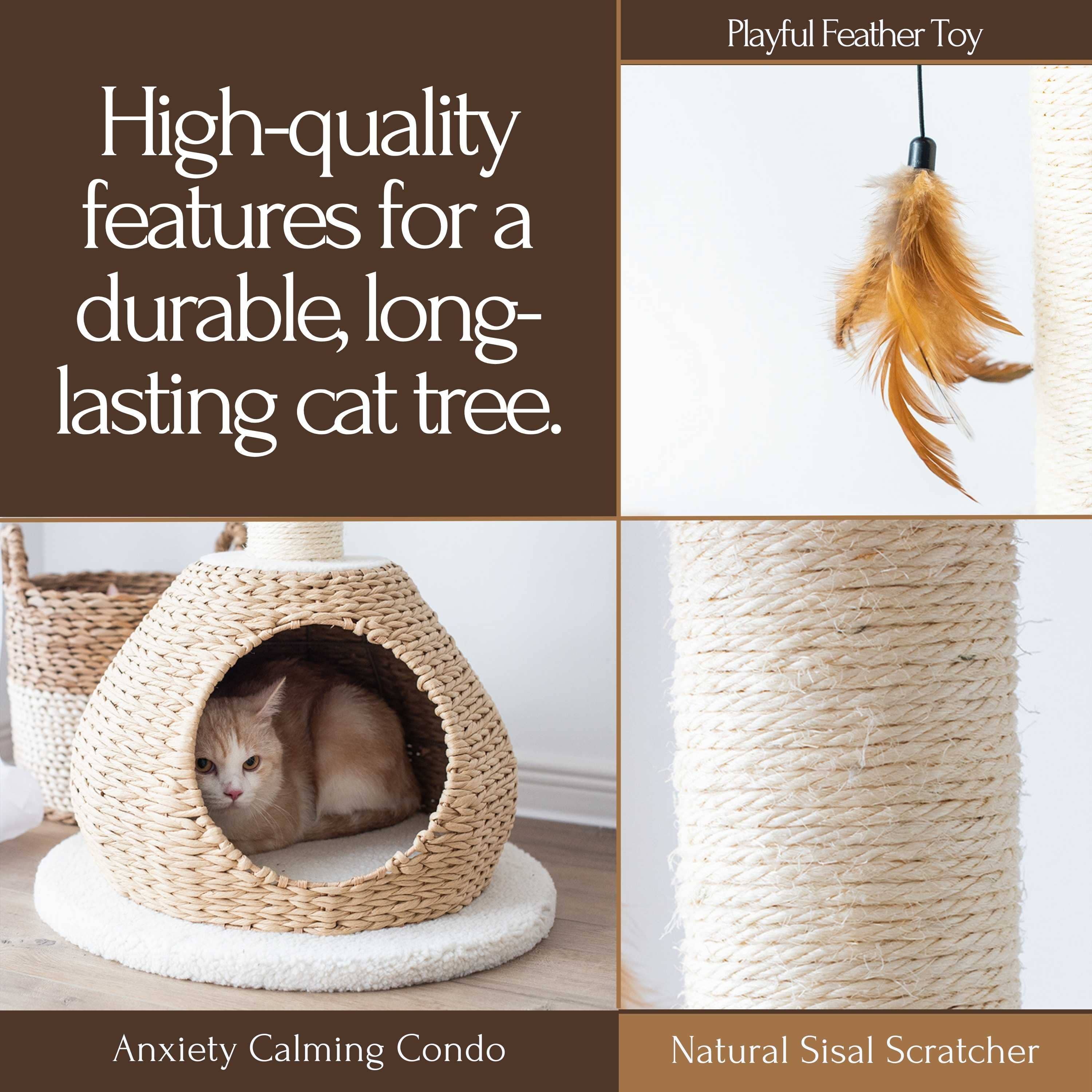 PetPals Group - Wholesale Pet Scratcher - Cat - PetPals Walk Up Cat Tree with Fleece Perch, Handwoven Basket9