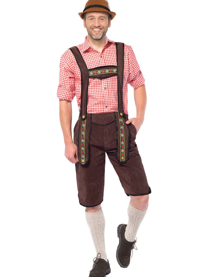Lederhose Johann Darkbrown Long - Party Costume for wholesale by Partychimp