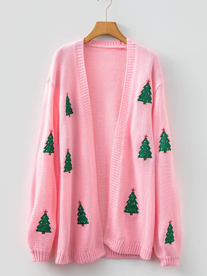 LALA LOO - Wholesale Cardigan - Women's - LALALOO Holiday Embroidered Open Front Midi Cardigan15