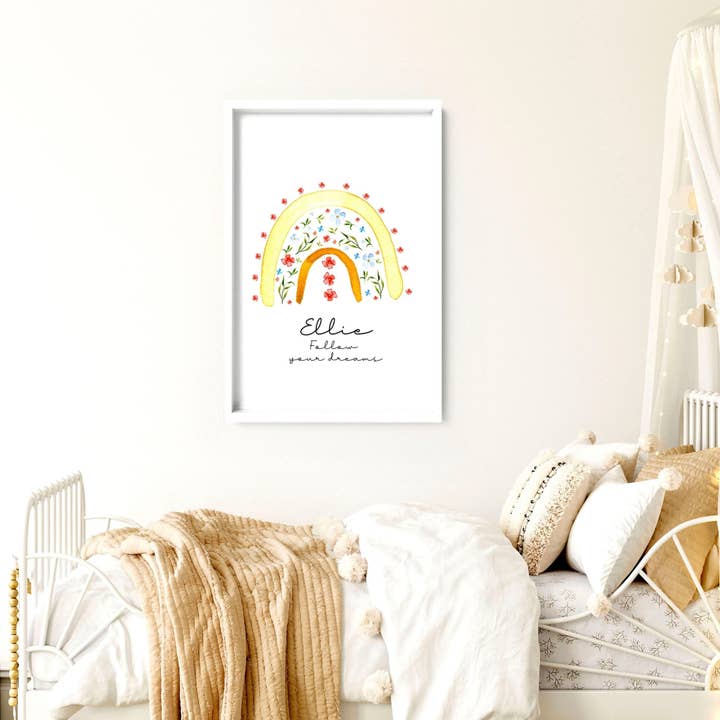 Personalized Rainbow nursery decor | wall art prints for wholesale by About Wall Art