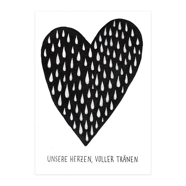 Cartão dobrável "NOSSOS CORAÇÕES, CHEIOS DE LÁGRIMAS" por atacado de paruspaper. nutzfeine papeterie