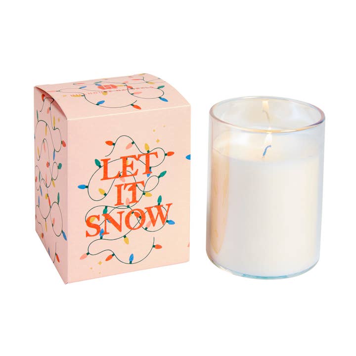 Candela in vetro "Let It Snow" 8oz. Ctn.6 per la vendita all'ingrosso da parte di Hillhouse Naturals/Field+Fleur