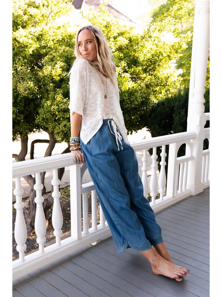 Three Bird Nest - Wholesale Pants - Women's - So Comfy Wide Leg Cropped Pant - Denim4