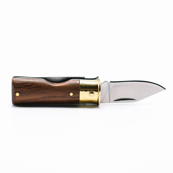 CALIBER GOURMET / CAMPCO - Wholesale Pocket Knife/Holder - Shotgun Shell Knife with Brass and Mahogany Wood Handle