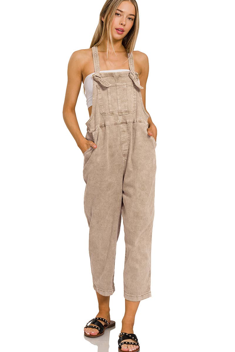 42POPS - Venta al por mayor Mono - Mujer - Mono de mezclilla relajado con tirantes anudados y lavado ácido19