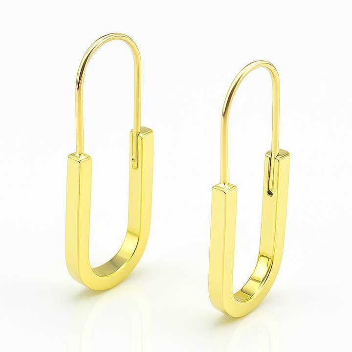 Brincos de Argola Estilo Clipes Dourados, 3,5 cm por atacado de Sedy Jewelry