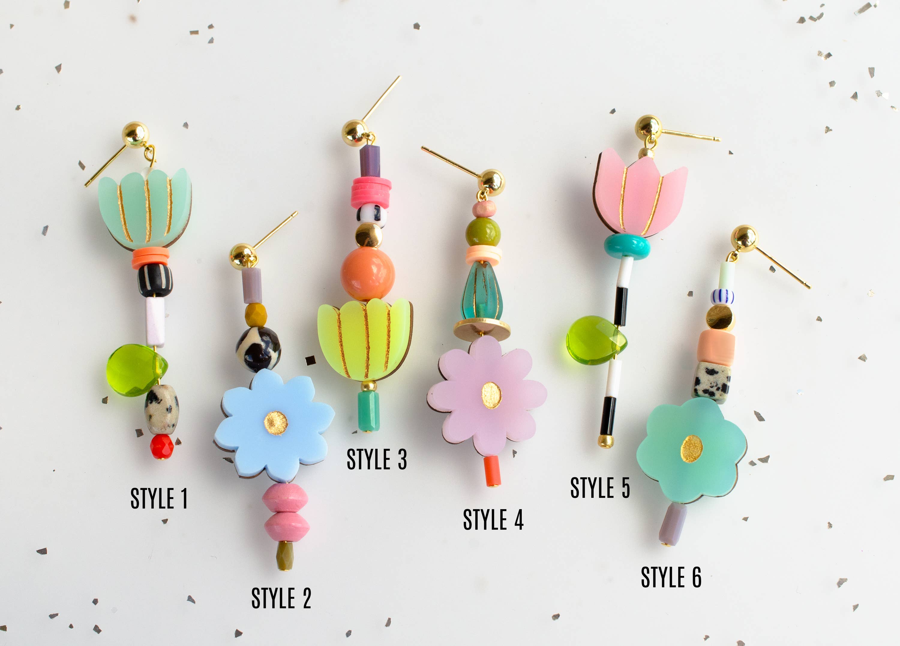 Jill Makes - Venta al por mayor Pendientes colgantes - Pendientes coloridos de acrílico con flores combinables1