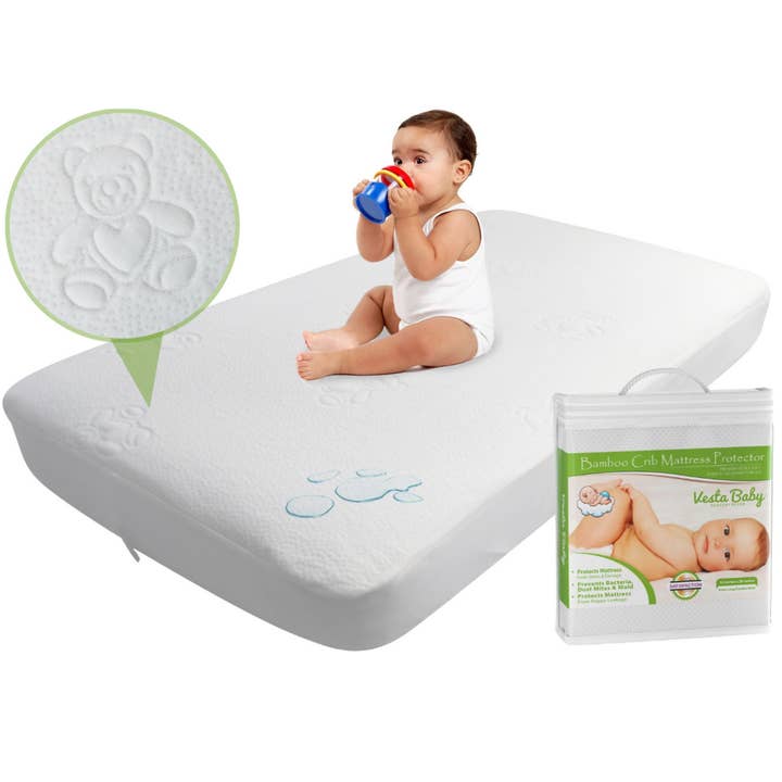 Vesta Baby - Wholesale Fitted Sheet - Kids & Baby - Baby Crib Mattress Protector Fitted Bamboo Jacquard 52x28 in8