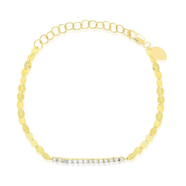 14kt gult guld armbånd med diamantstang for engroshandel hos Meira T