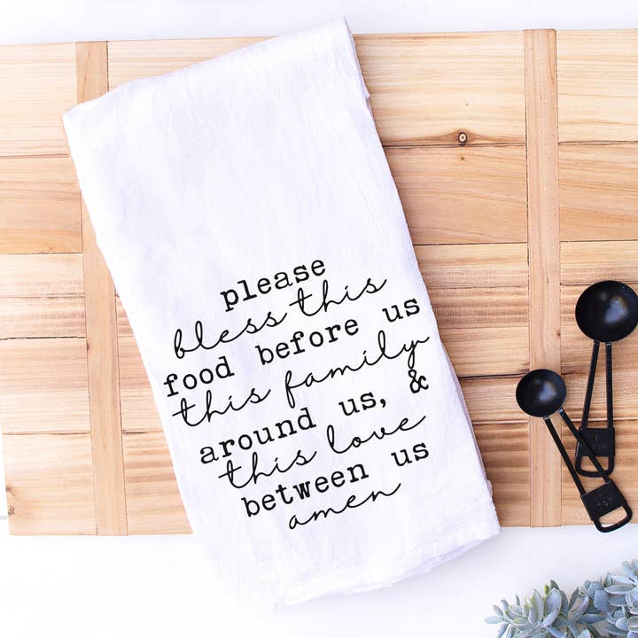 Bless This Food Bible Verse keukenhand- en theedoek voor wholesale door Designing Moments