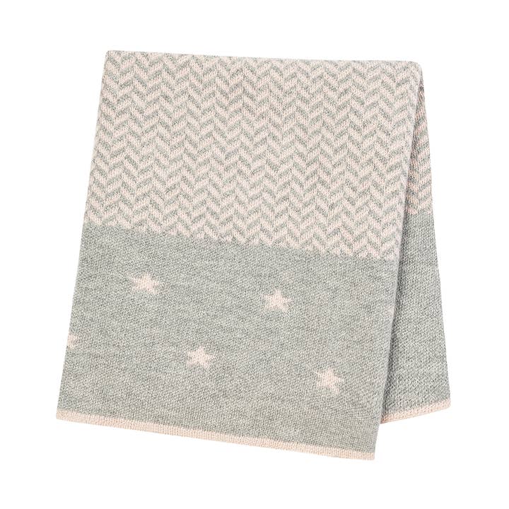 Petites Rectangle Baby Blanket in Gray/Ballet Pink for wholesale by Paris West
