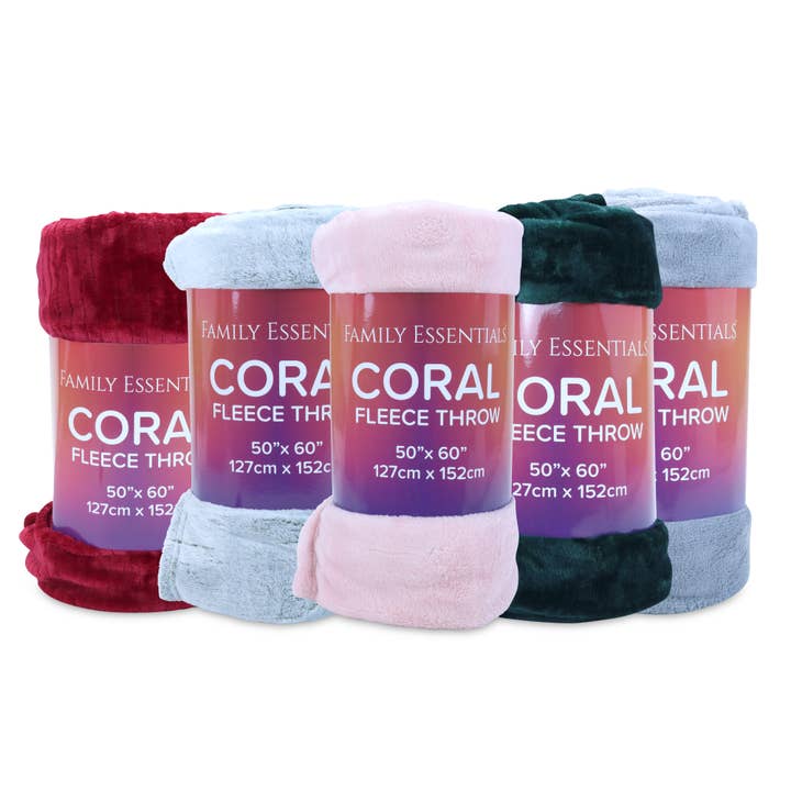 Arkwright Home - Wholesale Throw Blanket - Coral Fleece Throw Blankets, Assorted Colors, 50x60