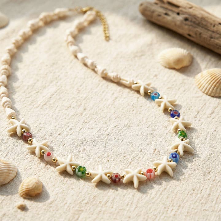 Starfish Millefiori Necklace for wholesale by Verna Artisan Works