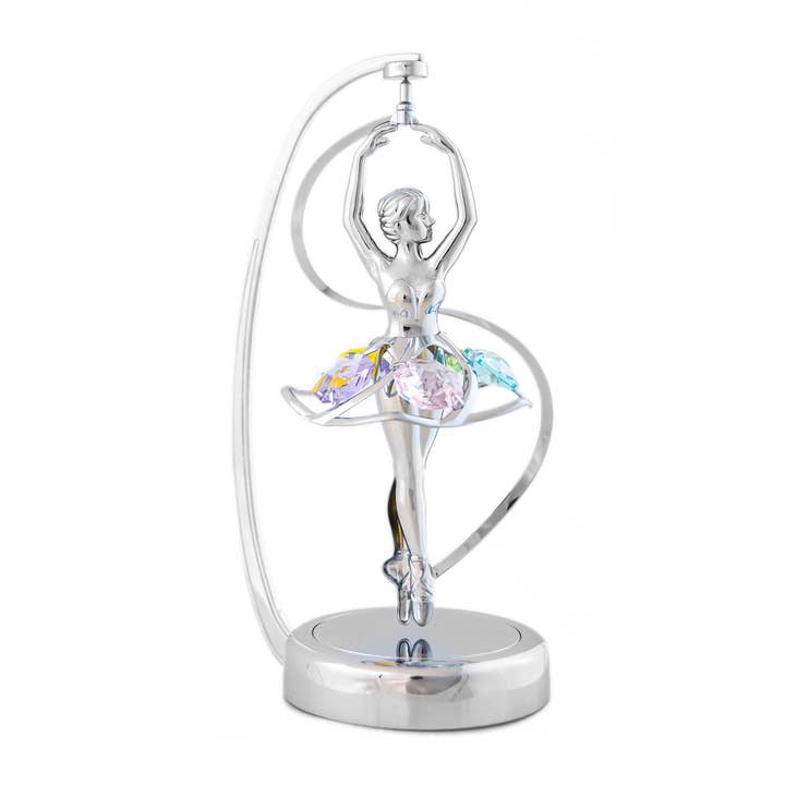 Chrome Revolving Ballerina Figurine for wholesale by Mascot International, Inc.