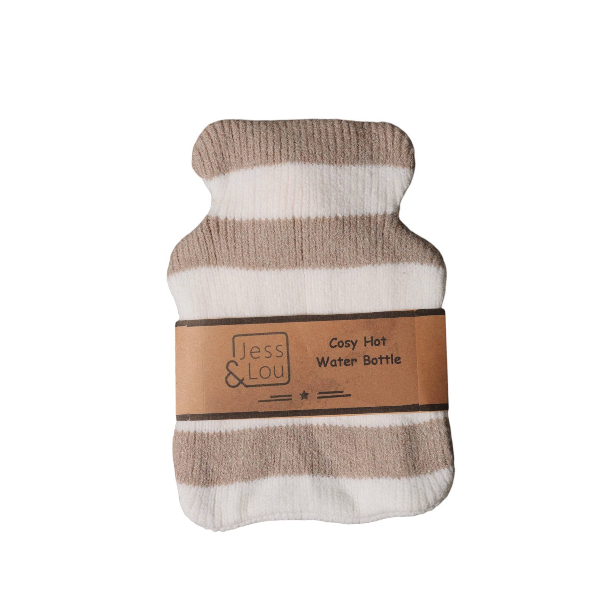 Jess & Lou - Wholesale Hot/Cold Compress - Taupe & White Stripe Mini Hot Water Bottle CC112