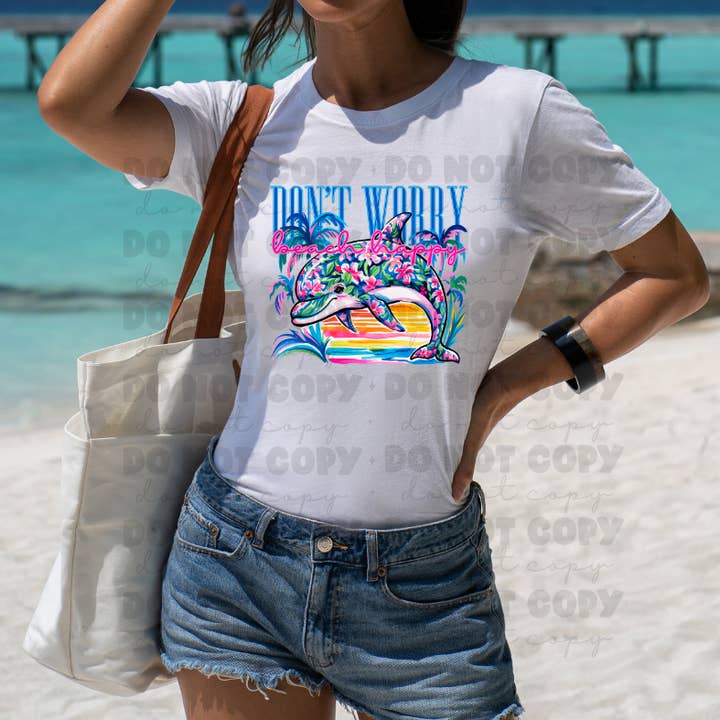 5912- Ne t'inquiète pas plage heureuse *DTF Transfer pour la vente par It's Transfer Time