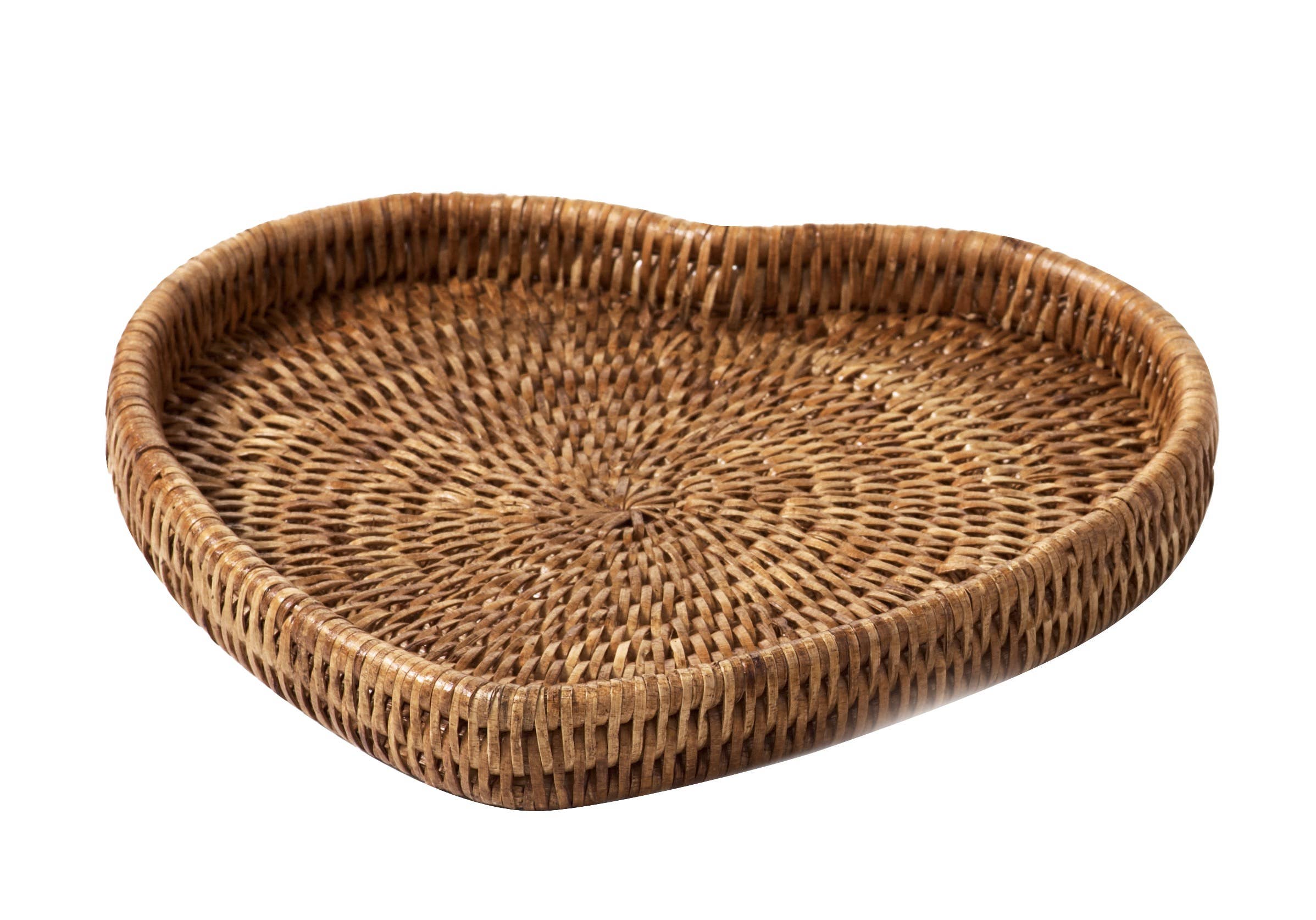 Pagan - Wholesale Decorative Tray - Small heart tray Kuro in natural honey woven rattan1