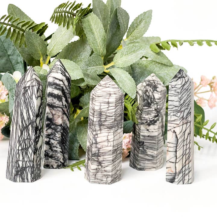 Picssso Jasper Point | Net Jasper Point | Spider Web Jasper l Picasso Marble l Net Jasper l Calming Stone l Healing STONE for wholesale by Yellow Tree Company