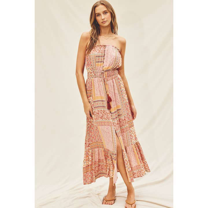 VINTAGE APRICOT Sweet Talker Strapless Beach Dress for wholesale on Faire