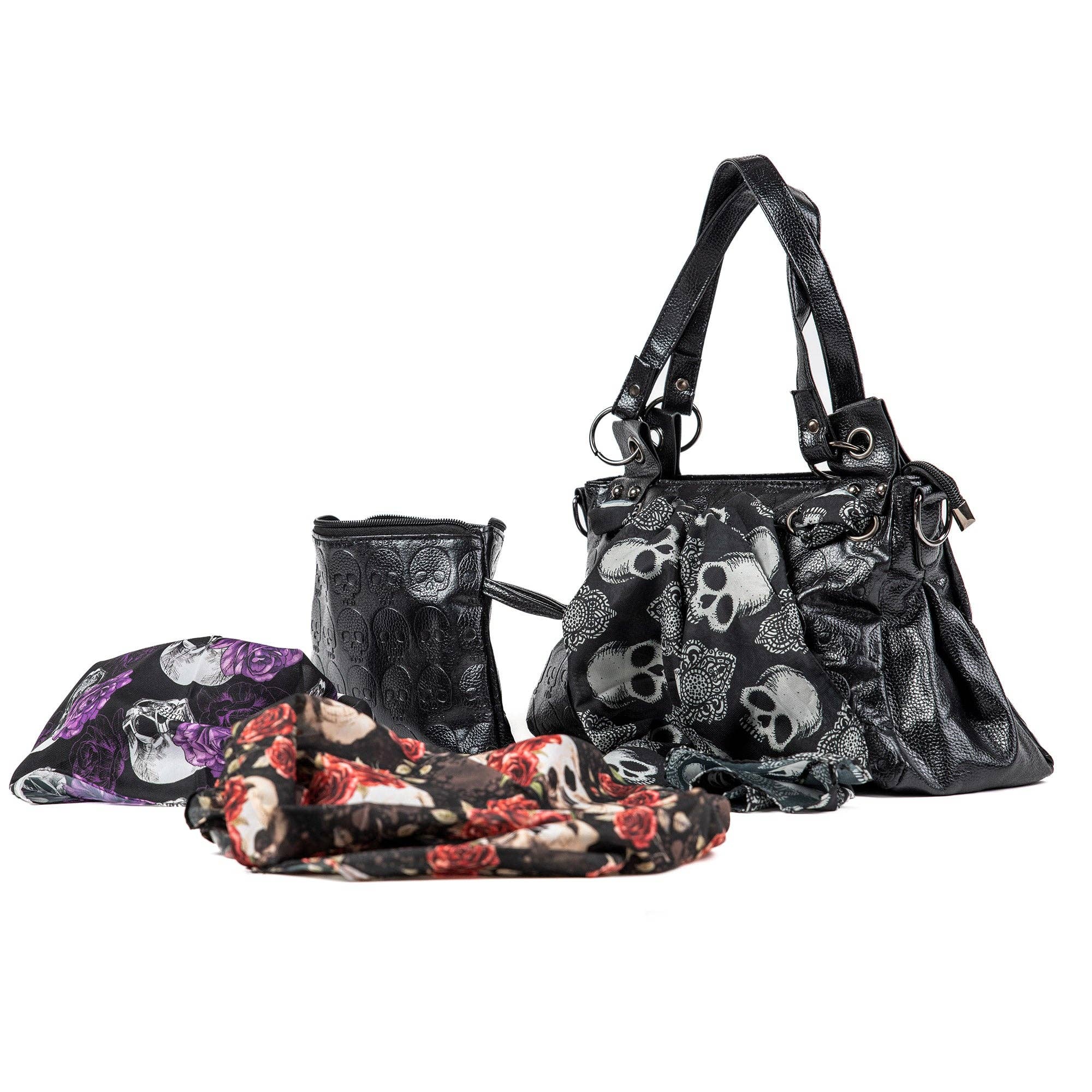 Zapps Clothing - Wholesale Tote Bag - Women's - Skullistic Gothic Skull Shoulder Bag Set4