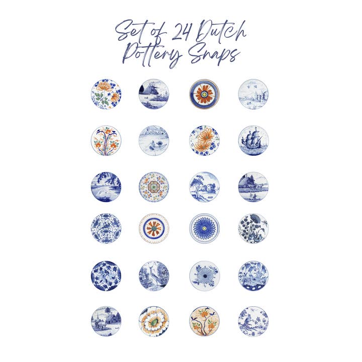 Hollandsk keramik sæt med 24 Snaps - Håndpresse eller glas for engroshandel hos Say It in A Snap Jewelry