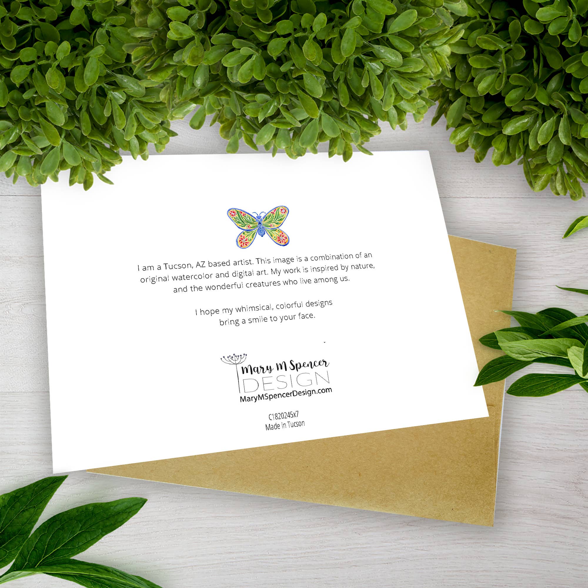 Mary M Spencer Design - Wholesale Birthday Card - Butterfly and Flowers Birthday 5 x 7 Greeting Card1