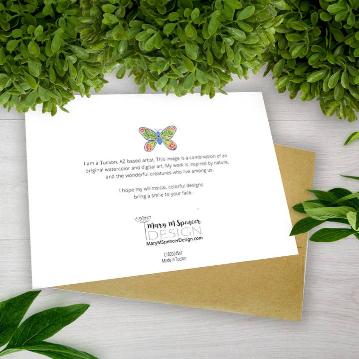 Mary M Spencer Design - Wholesale Birthday Card - Butterfly and Flowers Birthday 5 x 7 Greeting Card1